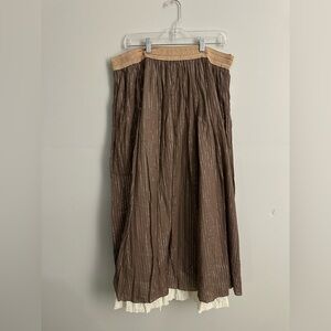 Express Brown A-Line Skirt with Tan Waistband